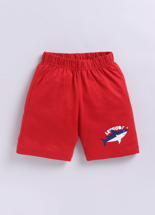 Parrot Crow Boys Blue Shark & Whale Print T-Shirt & Red Shorts Set – “Leggo” - ParrotCrow