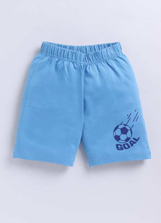 Parrot Crow Boys Mint Green Football Print T-Shirt & Blue Shorts Set – Goal Edition - ParrotCrow