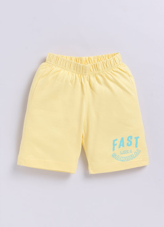 Parrot Crow Boys Navy Dino Print T-Shirt & Yellow Shorts Combo – Fast Like a Samurai - ParrotCrow