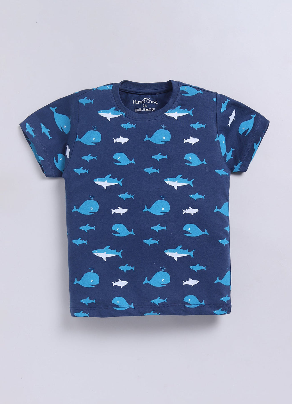 Parrot Crow Boys Navy Shark & Whale Print T-Shirt & Green Shorts Set – Leggo - ParrotCrow