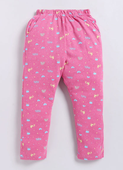 Pink Cotton Pyjama Pants for Girls - ParrotCrow