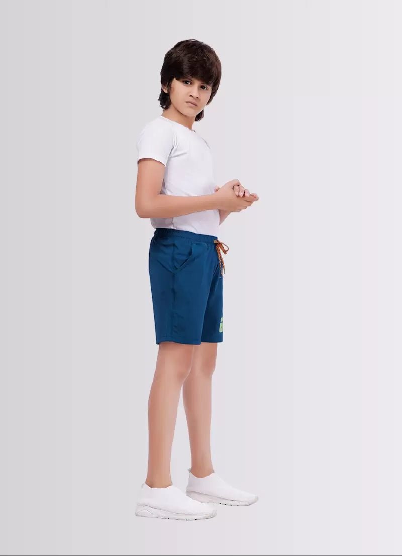 Printed AirForce Blue Polyester Lycra Shorts for Boys – Soft & Stretchy - ParrotCrow
