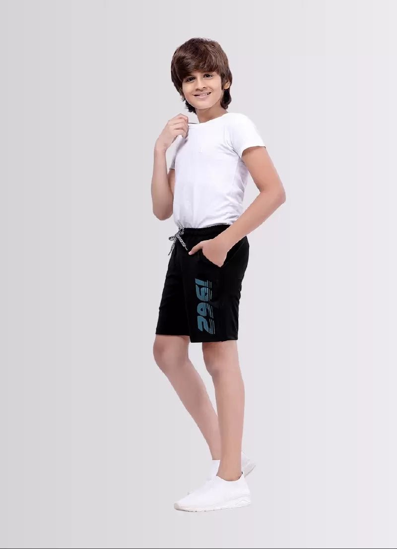 Printed Black Color Polyester Lycra Shorts for Boys - ParrotCrow