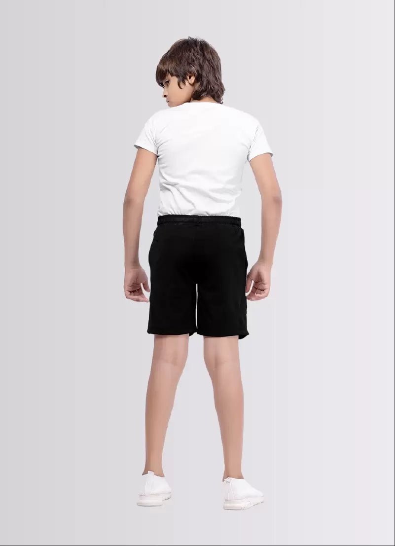 Printed Black Color Polyester Lycra Shorts for Boys - ParrotCrow