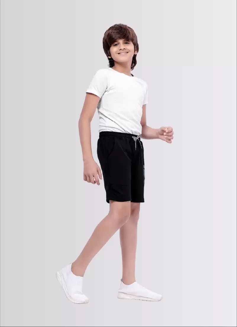 Printed Black Color Polyester Lycra Shorts for Boys - ParrotCrow