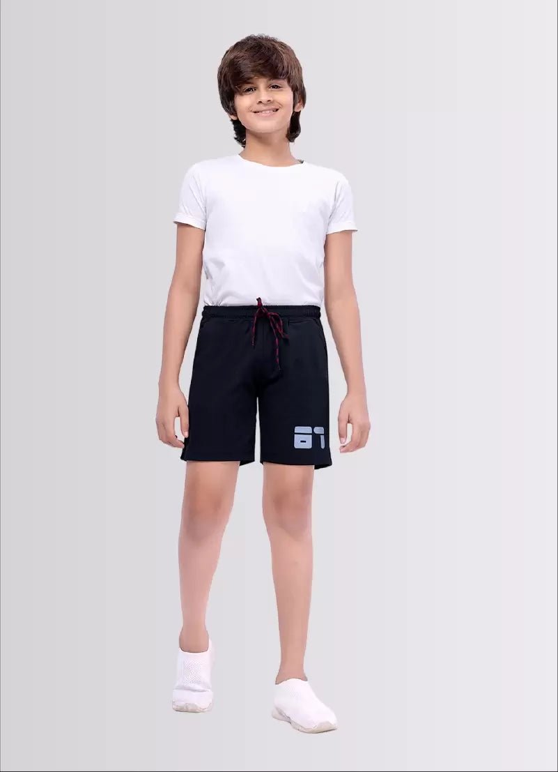 Printed Navy Color Polyester Lycra Shorts for Boys - ParrotCrow
