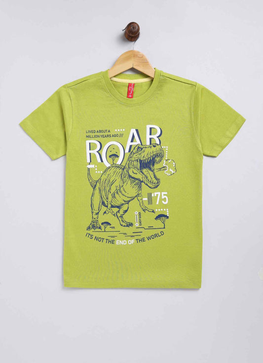 Roar Cotton Midnight Lemon Green T-Shirt for Boys – Soft & Comfortable - ParrotCrow