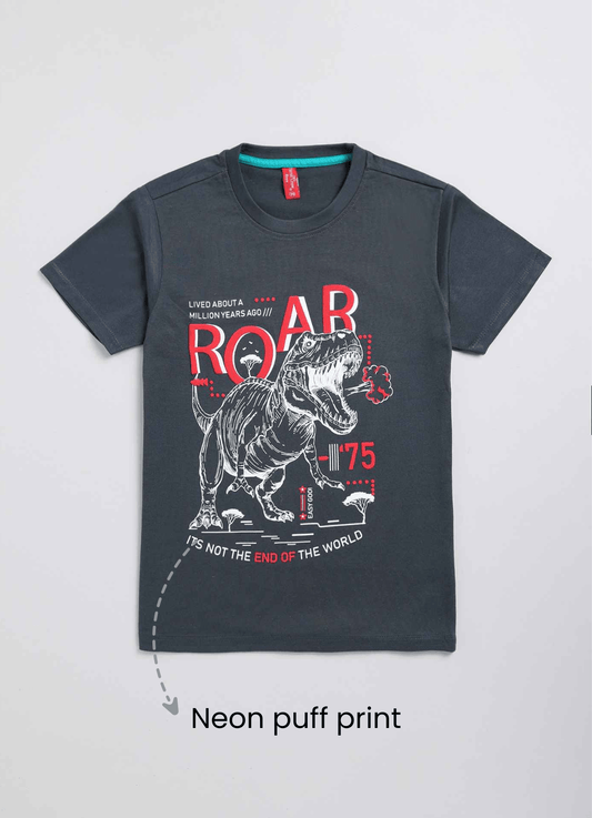 Roar Cotton Midnight Navy T-Shirt for Boys – Soft & Comfortable - ParrotCrow