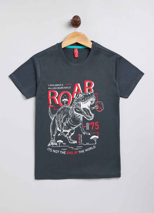 Roar Cotton Midnight Navy T-Shirt for Boys – Soft & Comfortable - ParrotCrow