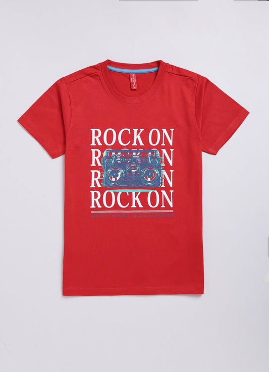 Rock on cotton t-shirt for boys - ParrotCrow