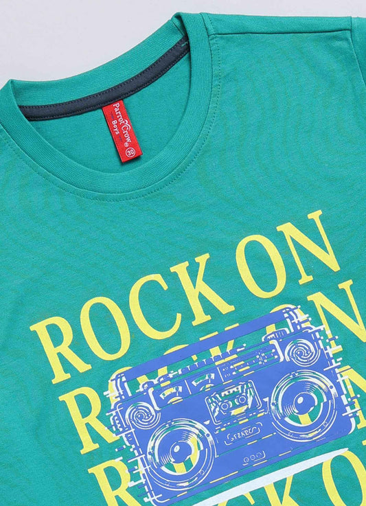 Rock on cotton t-shirt for boys - ParrotCrow