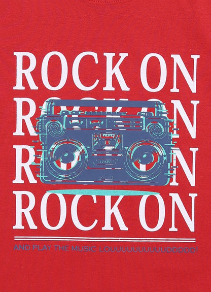 Rock on cotton t-shirt for boys - ParrotCrow