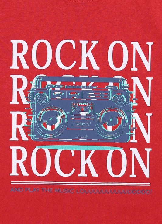 Rock on cotton t-shirt for boys - ParrotCrow