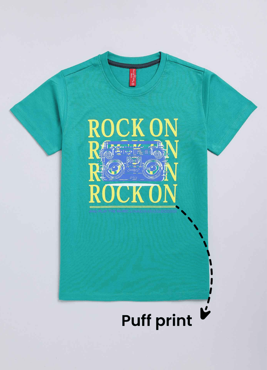 Rock on cotton t-shirt for boys - ParrotCrow