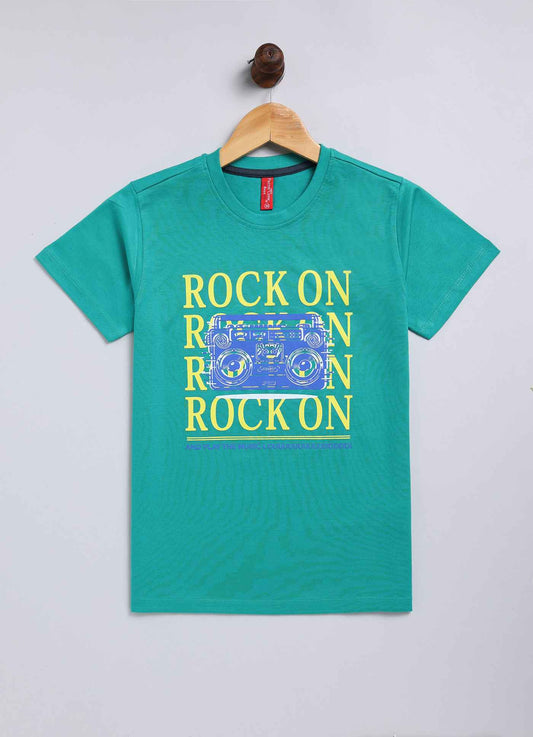 Rock on cotton t-shirt for boys - ParrotCrow