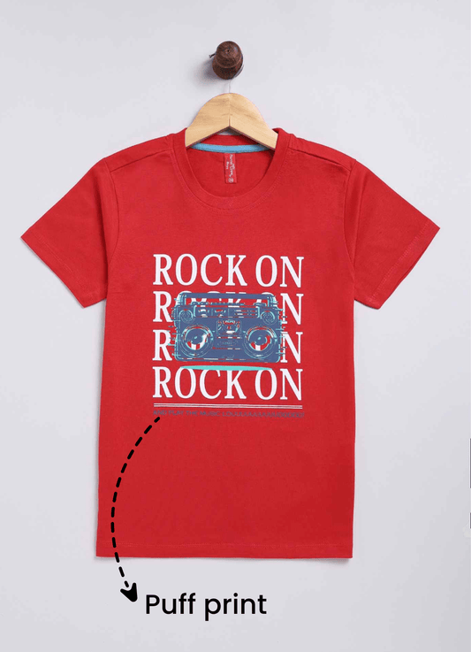 Rock on cotton t-shirt for boys - ParrotCrow