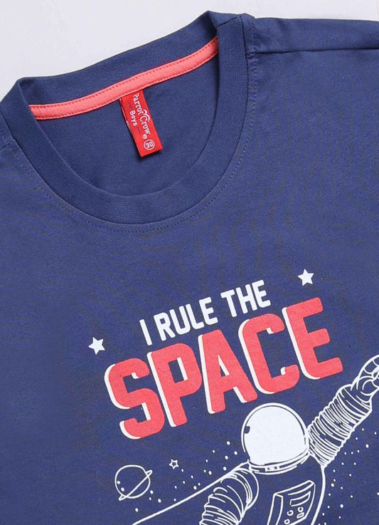 Rule the space king cotton t-shirt for boys - ParrotCrow