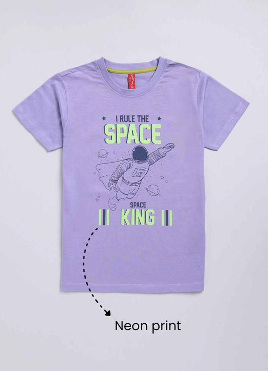 Rule the space king cotton t-shirt for boys - ParrotCrow