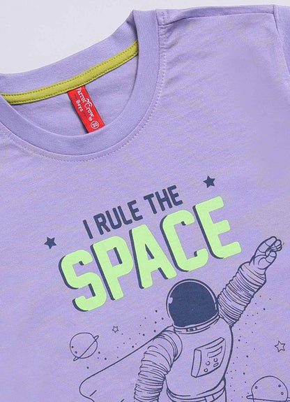 Rule the space king cotton t-shirt for boys - ParrotCrow