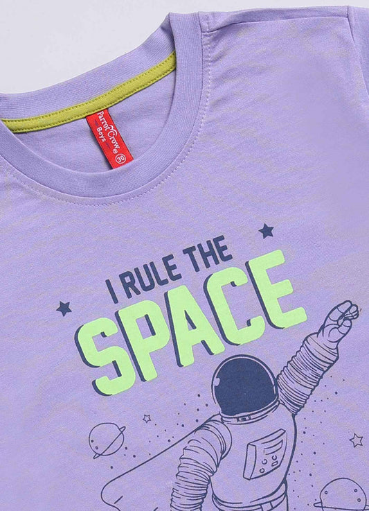 Rule the space king cotton t-shirt for boys - ParrotCrow