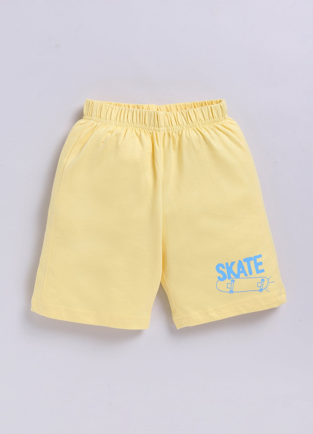 Skateboard Print T-Shirt & Yellow Shorts Set for Boys (Sky Blue) - ParrotCrow