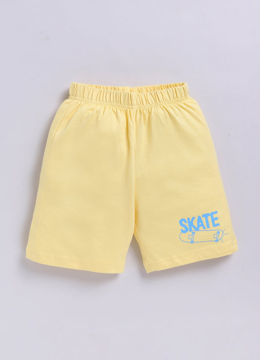 Skateboard Print T-Shirt & Yellow Shorts Set for Boys (Sky Blue) - ParrotCrow