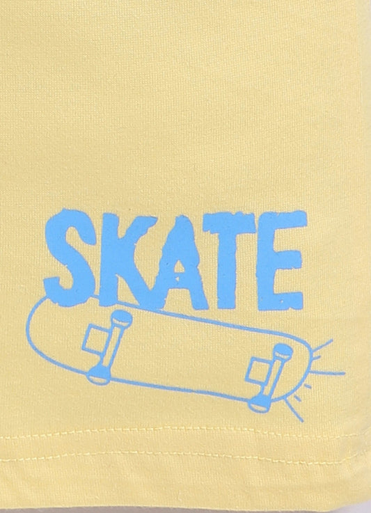 Skateboard Print T-Shirt & Yellow Shorts Set for Boys (Sky Blue) - ParrotCrow
