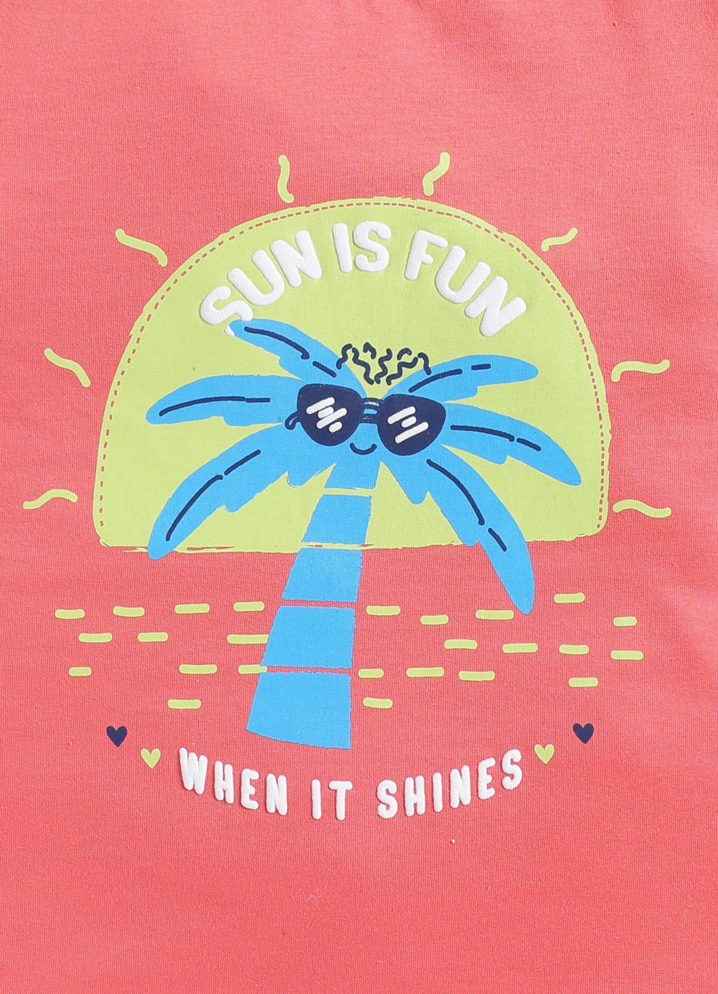 Sun is fun when it shines Printed Cotton T-Shirt for Girls - Peach - ParrotCrow