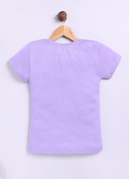 Sun is fun when it shines Printed Cotton T-Shirt for Girls - Violet - ParrotCrow