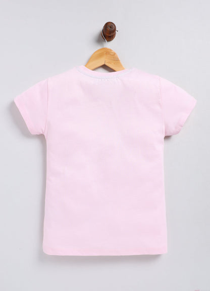 Sunshine On My Mind Print Cotton T-Shirt for Girls - Pink - ParrotCrow