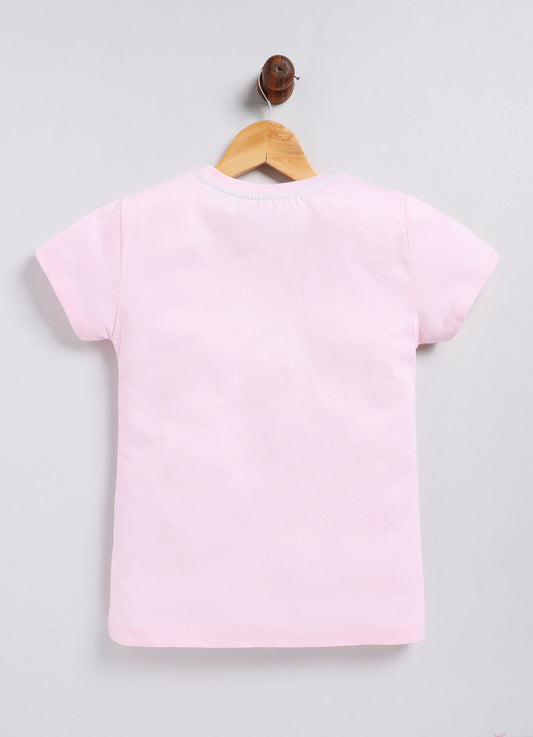 Sunshine On My Mind Print Cotton T-Shirt for Girls - Pink - ParrotCrow