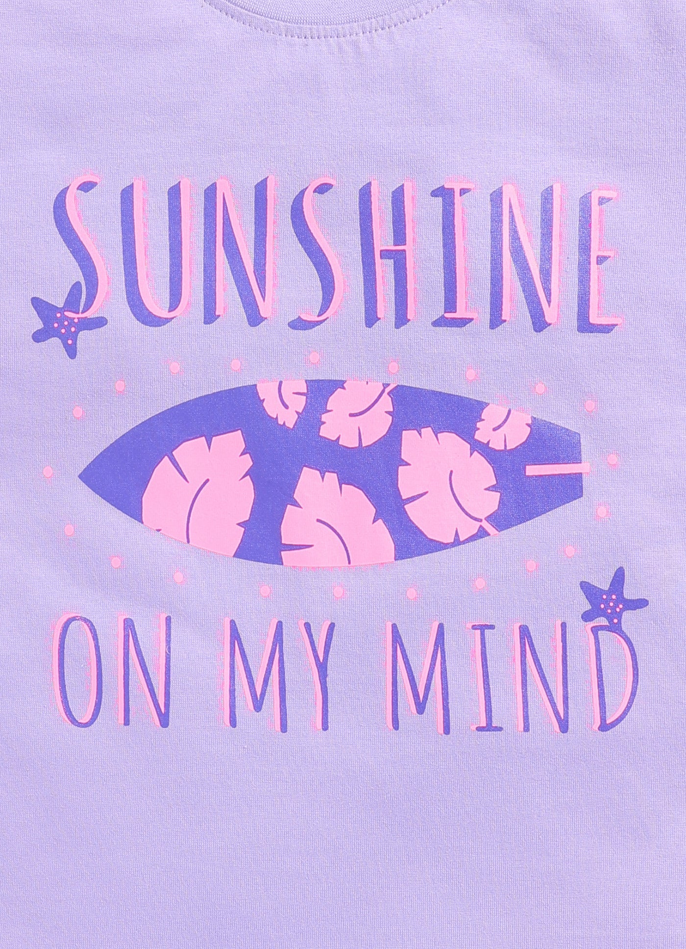 Sunshine On My Mind Print Cotton T-Shirt for Girls - Violet - ParrotCrow