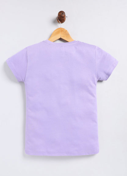 Sunshine On My Mind Print Cotton T-Shirt for Girls - Violet - ParrotCrow