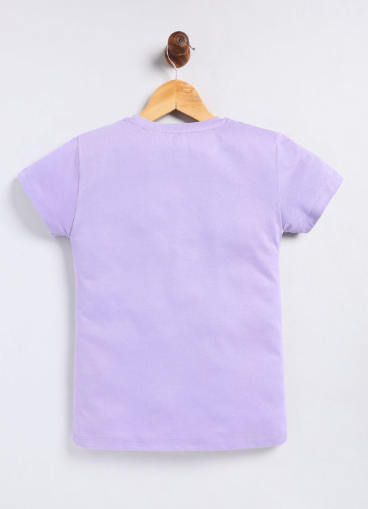 Sunshine On My Mind Print Cotton T-Shirt for Girls - Violet - ParrotCrow