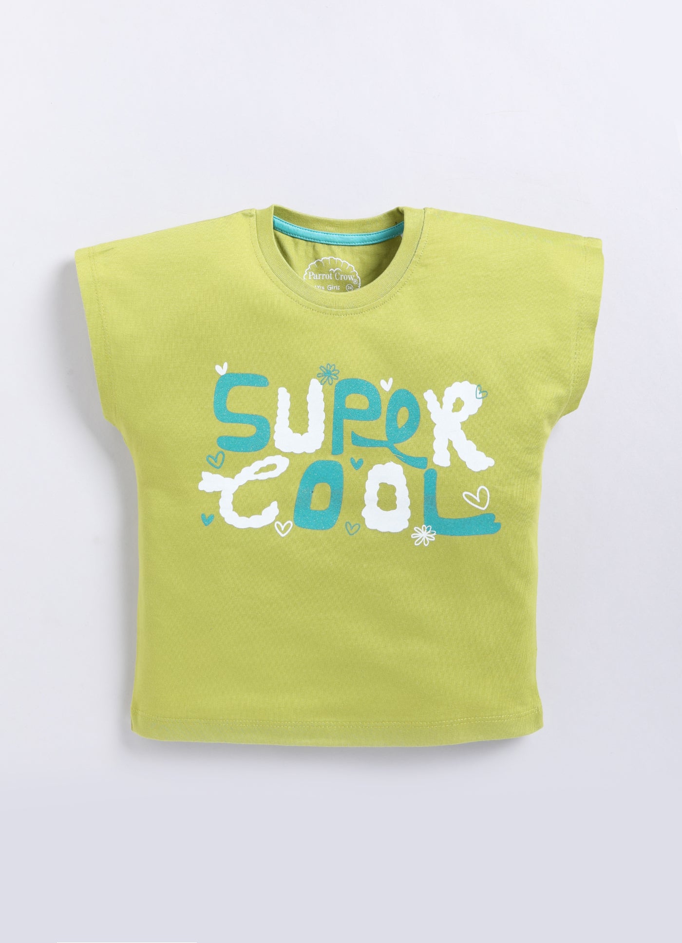 Super Cool Print Cotton T-Shirt for Girls - Green - ParrotCrow