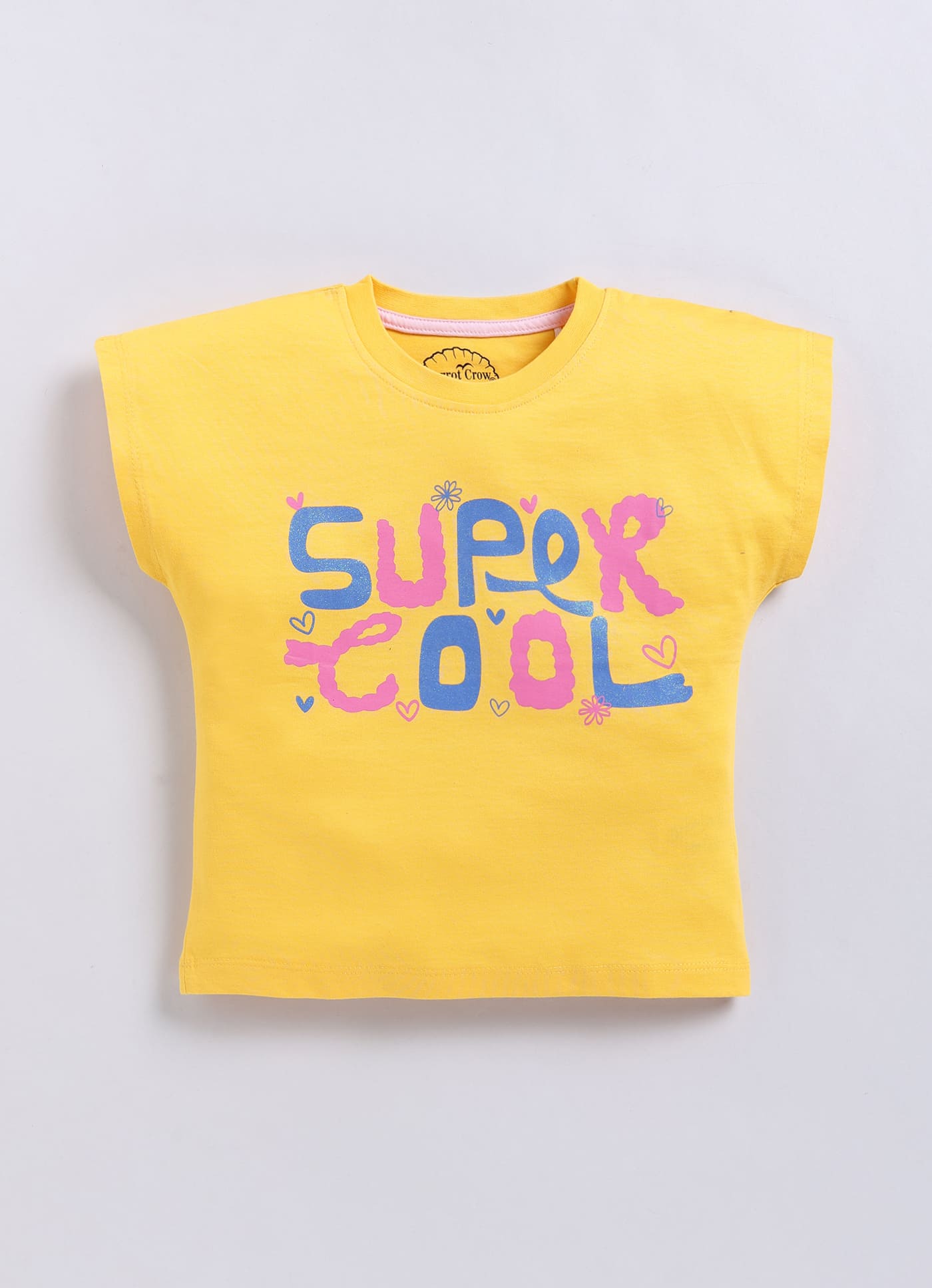 Super Cool Print Cotton T-Shirt for Girls - Mango Yellow - ParrotCrow