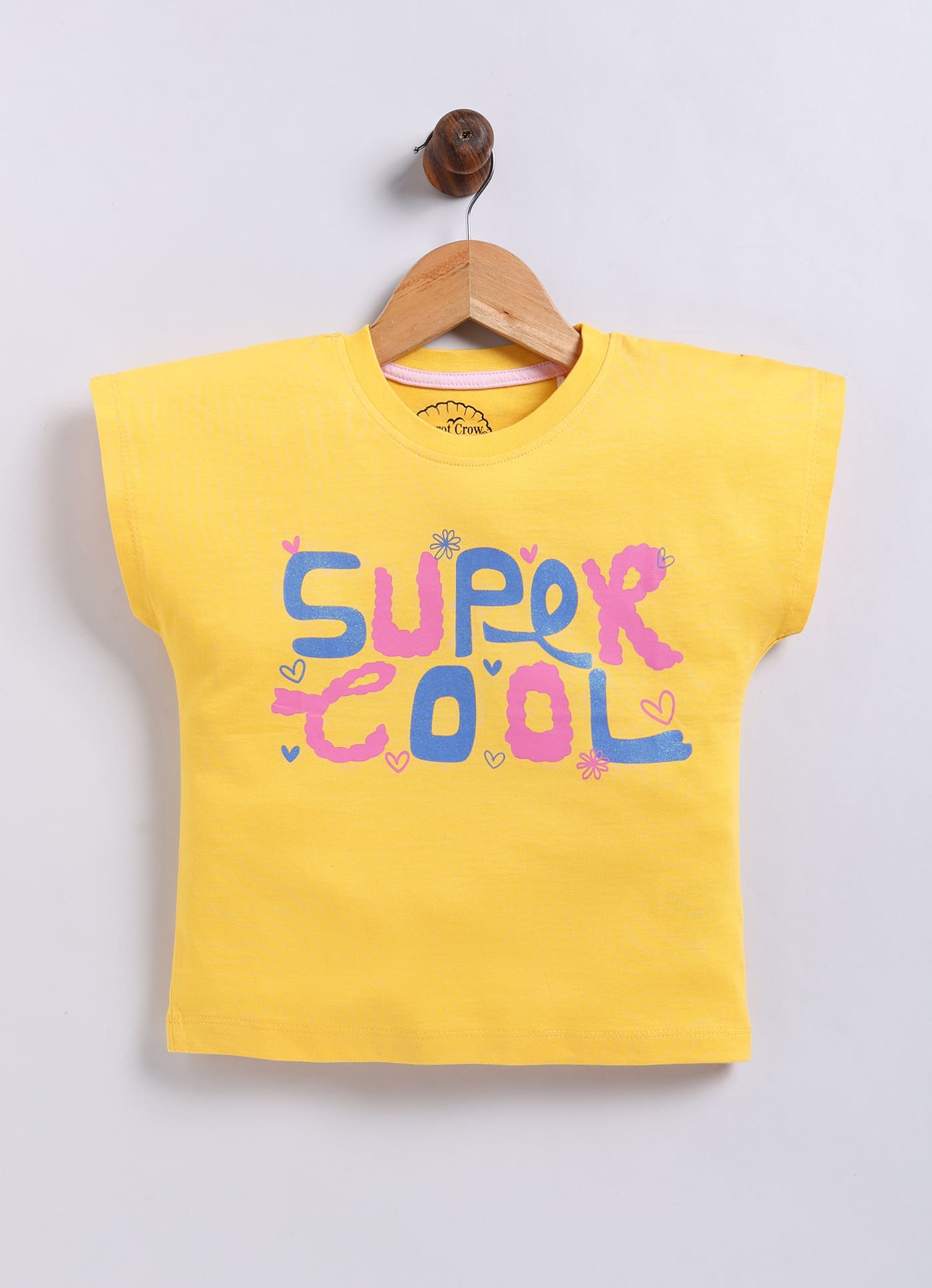 Super Cool Print Cotton T-Shirt for Girls - Mango Yellow - ParrotCrow