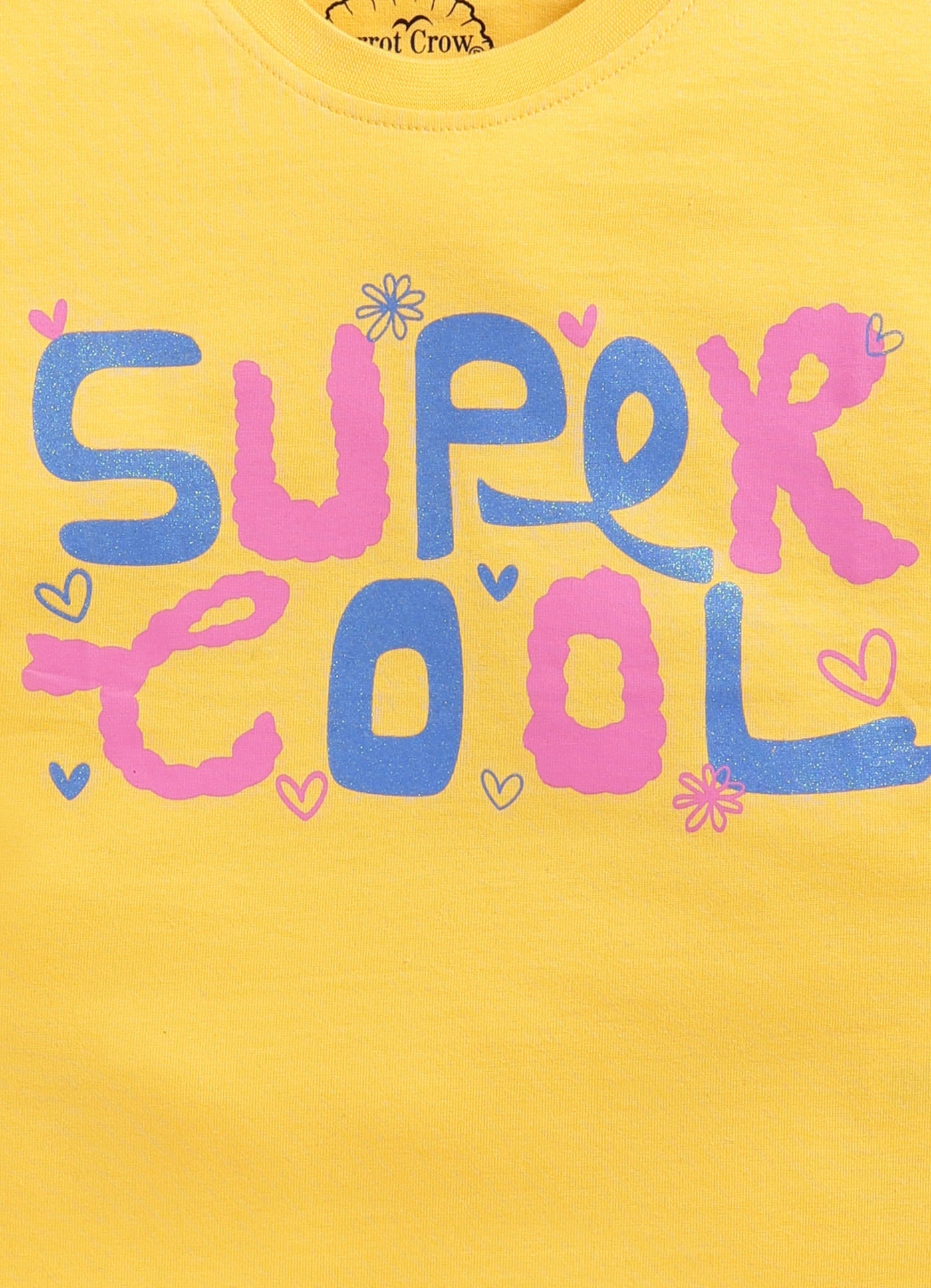 Super Cool Print Cotton T-Shirt for Girls - Mango Yellow - ParrotCrow