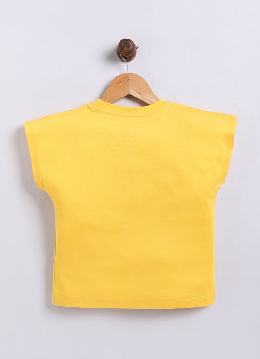 Super Cool Print Cotton T-Shirt for Girls - Mango Yellow - ParrotCrow