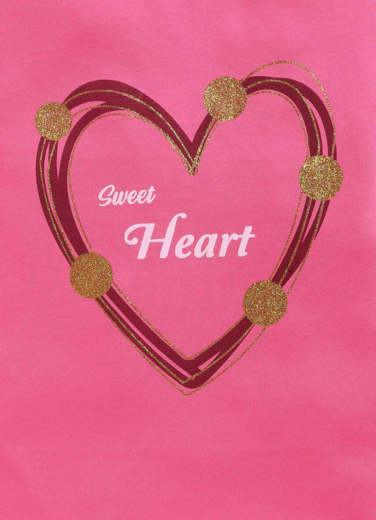 Sweet Heart Text Print Cotton Pink T-Shirt for Girls – Soft & Stylish - ParrotCrow