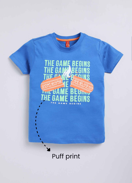 The game begins cotton t-shirt for boys - ParrotCrow