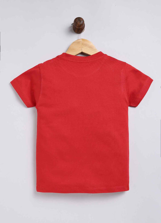 The Game Begins Cotton T Shirt for Boys in Red Color - ParrotCrow