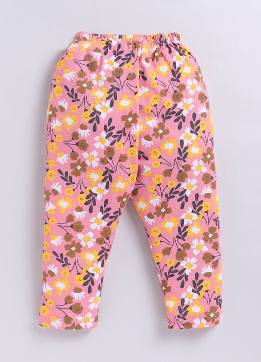 Vibrant Yellow Floral Pattern Printed Activewear Trousers - ParrotCrow