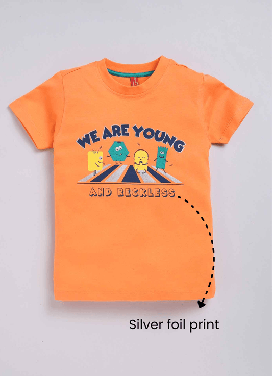 We are young & reckless cotton t-shirt for boys - ParrotCrow