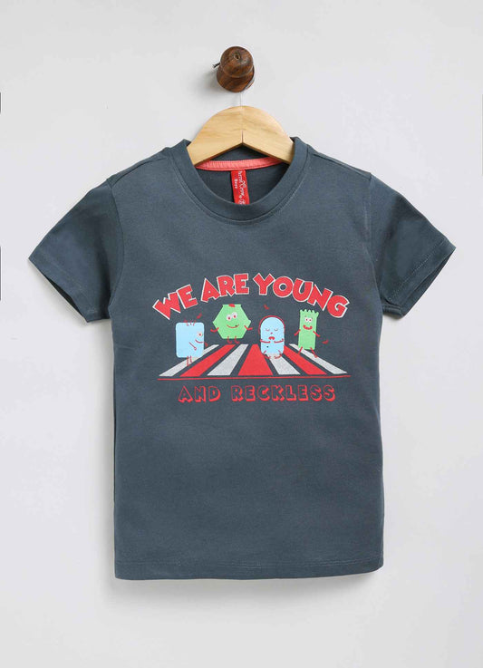We are young & reckless cotton t-shirt for boys - ParrotCrow