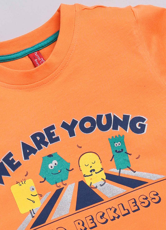 We are young & reckless cotton t-shirt for boys - ParrotCrow