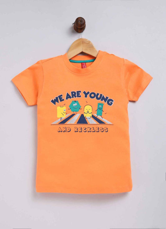 We are young & reckless cotton t-shirt for boys - ParrotCrow