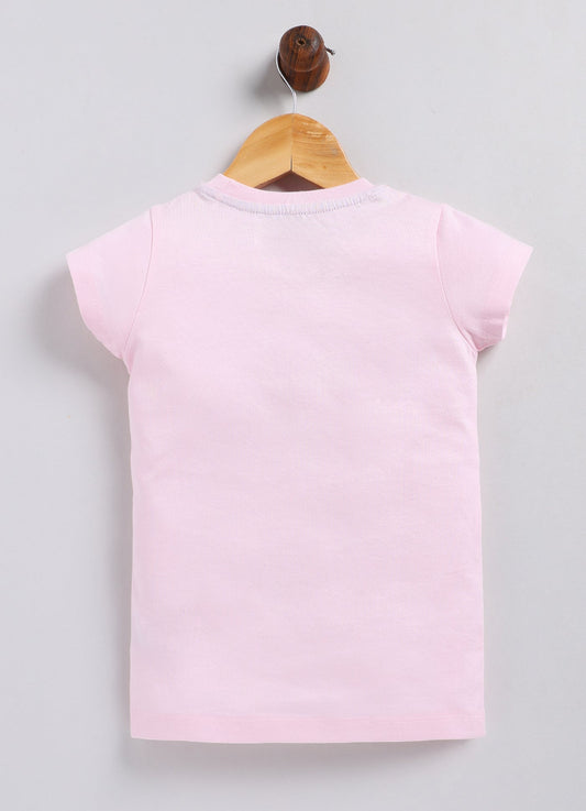 You are my one in a lemon Printed Cotton T-Shirt for Girls - Light Pink - ParrotCrow