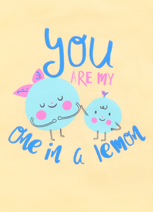 You are my one in a lemon Printed Cotton T-Shirt for Girls - Yellow - ParrotCrow