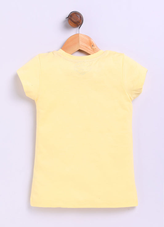 You are my one in a lemon Printed Cotton T-Shirt for Girls - Yellow - ParrotCrow